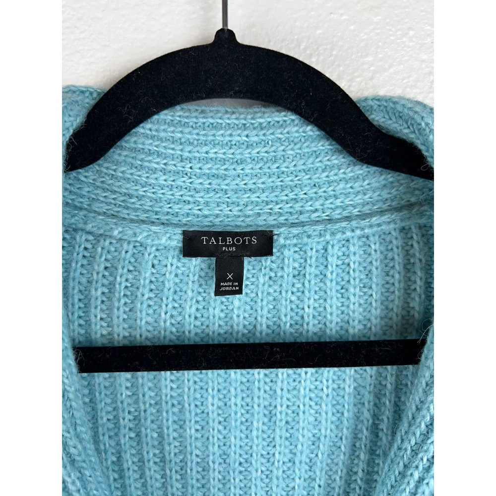 Talbot’s Plus  Shawl Neck Sweater Seafoam Green Size X - Picture 2 of 6